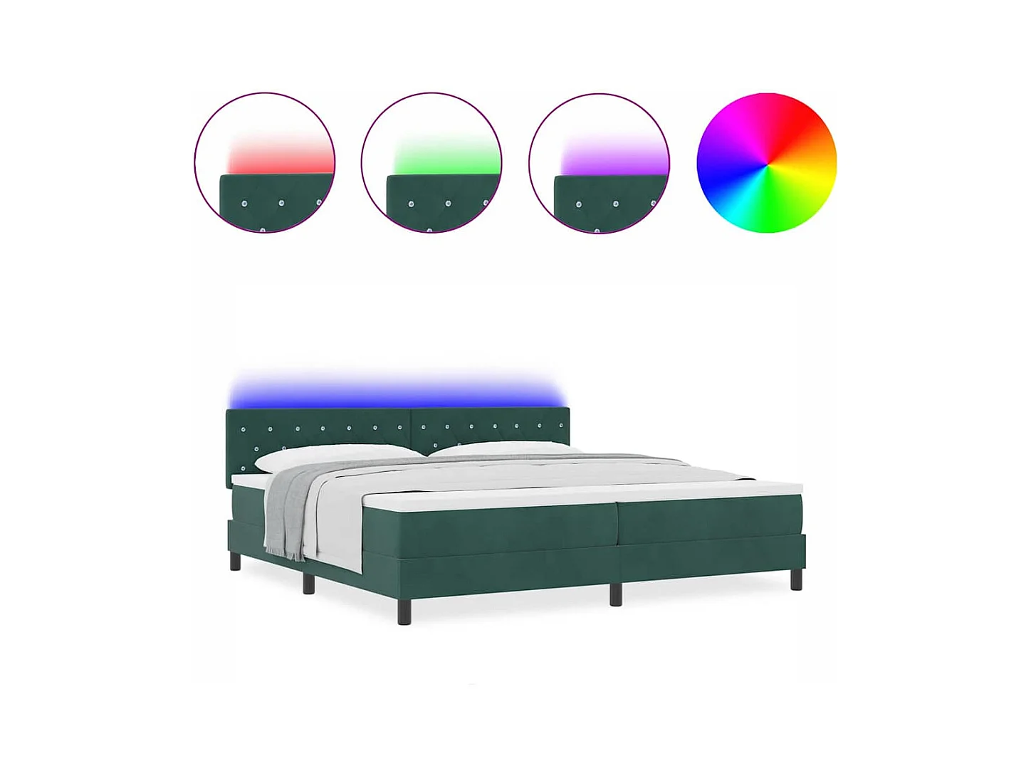 Cama Box com colchão Verde-escuro 200 x 200 cm Veludo