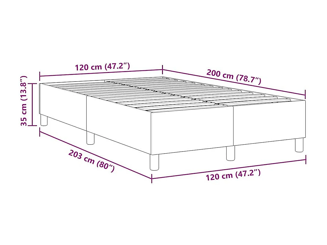 Cama tipo Box Spring Gris oscuro 120 x 200 cm Telas de pana