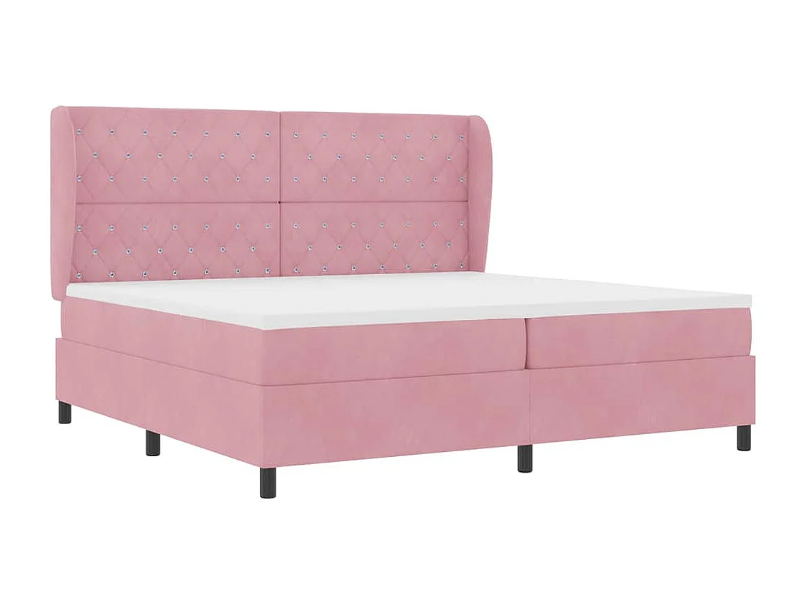 Cama tipo Box Spring con colchón Rosa 200 x 200 cm Terciopelo