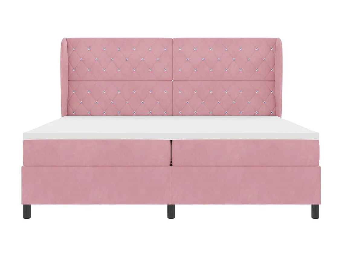 Cama tipo Box Spring con colchón Rosa 200 x 200 cm Terciopelo