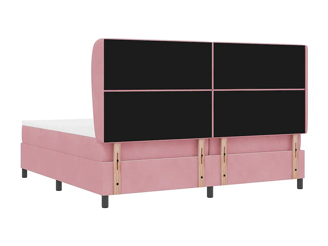 Cama tipo Box Spring con colchón Rosa 200 x 200 cm Terciopelo