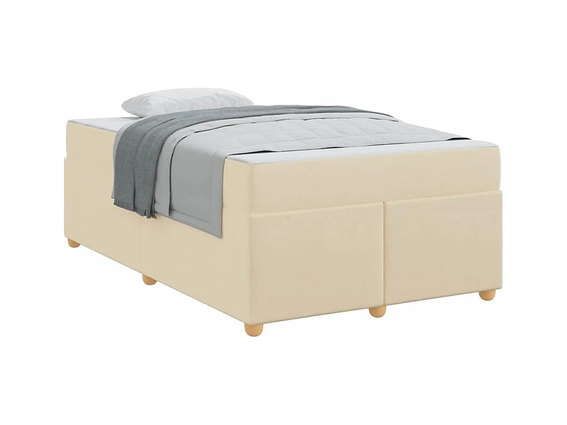 Cadre de lit avec matelas Crème 120 x 200 cm tissu