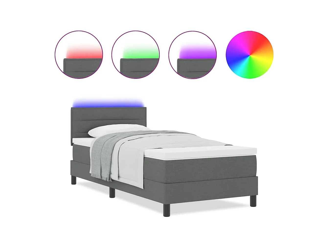 Cama Box com colchão Cinzento escuro 90 x 200 cm tecido