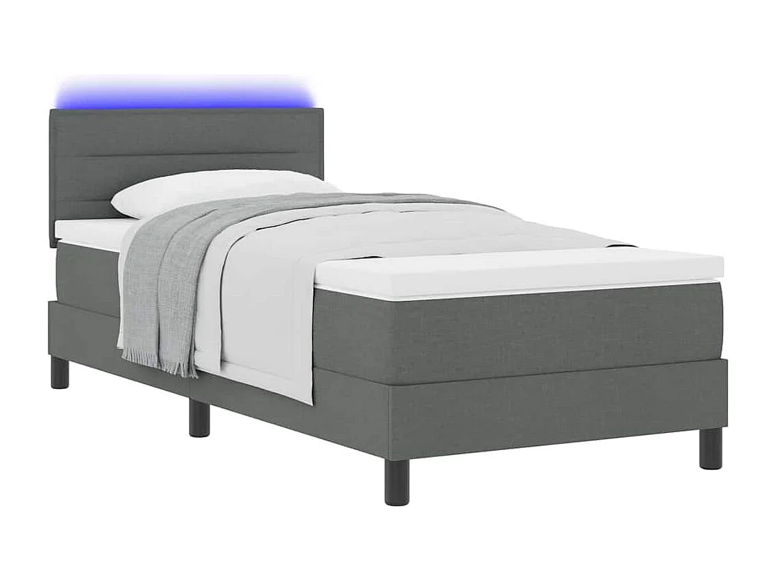 Cama tipo Box Spring con colchón Gris oscuro 90 x 200 cm tela
