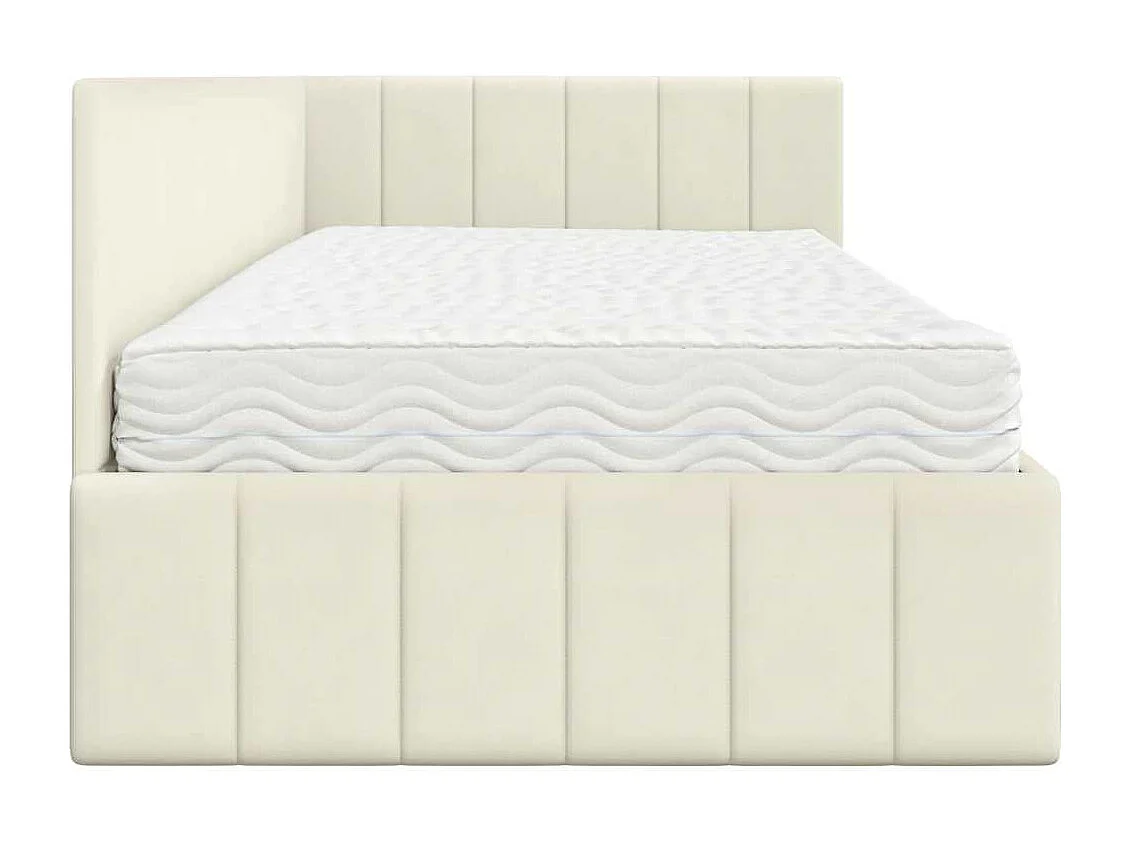 Cadre de lit d'angle avec matelas Crème 90 x 190 cm Velours