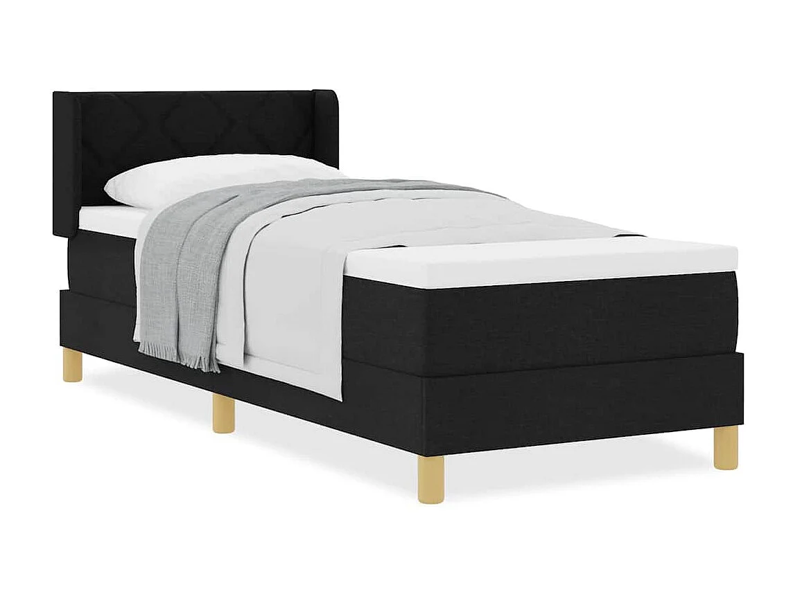 Cama tipo Box Spring Negro y Blanco y Negro 80 x 200 cm tela