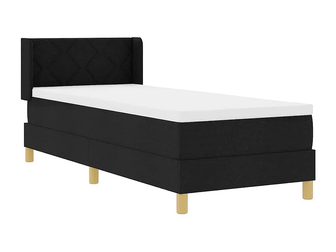 Cama tipo Box Spring Negro y Blanco y Negro 80 x 200 cm tela