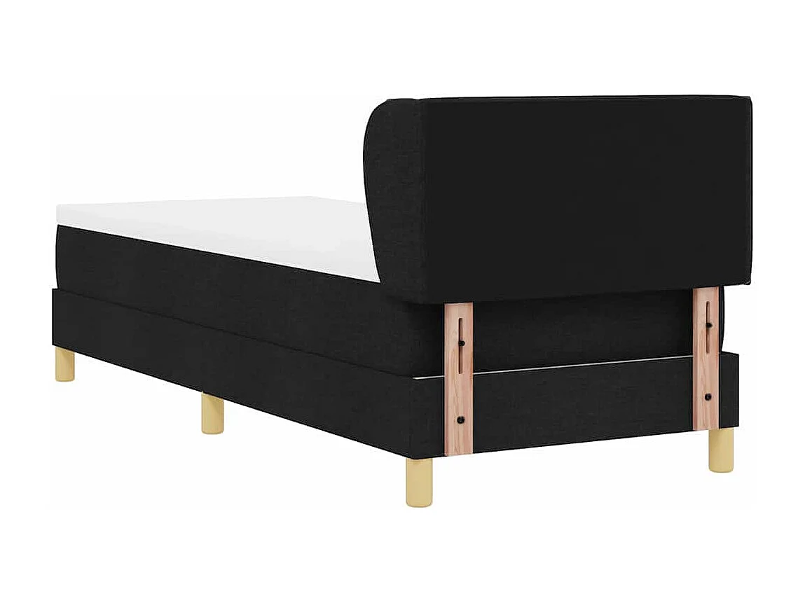 Cama tipo Box Spring Negro y Blanco y Negro 80 x 200 cm tela