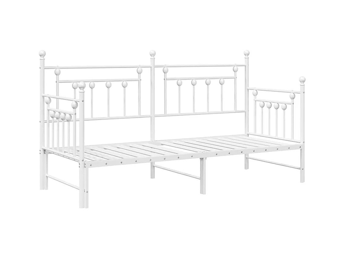 Estrutura de cama de dia com cabeceira Branco 80 x 200 cm Aço
