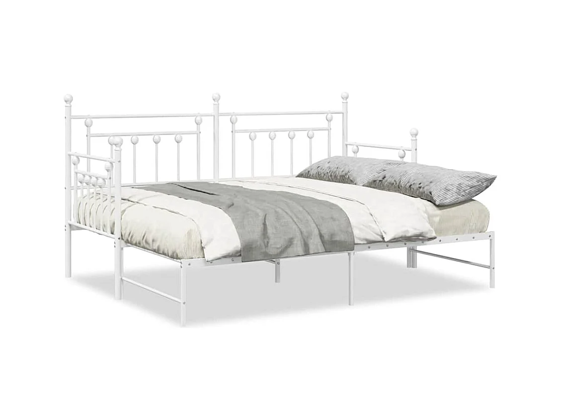 Estrutura de cama de dia com cabeceira Branco 80 x 200 cm Aço