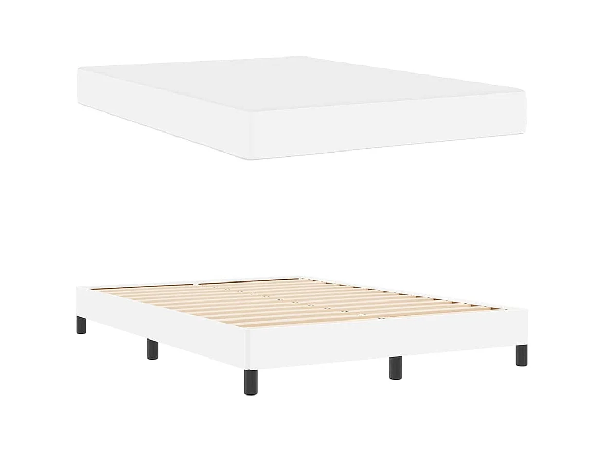 Cadre de lit avec matelas Blanc pur 160 x 200 cm Faux cuir