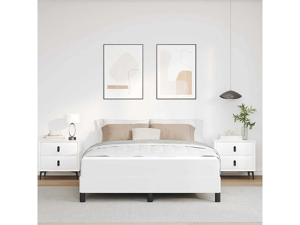 Cadre de lit avec matelas Blanc pur 160 x 200 cm Faux cuir