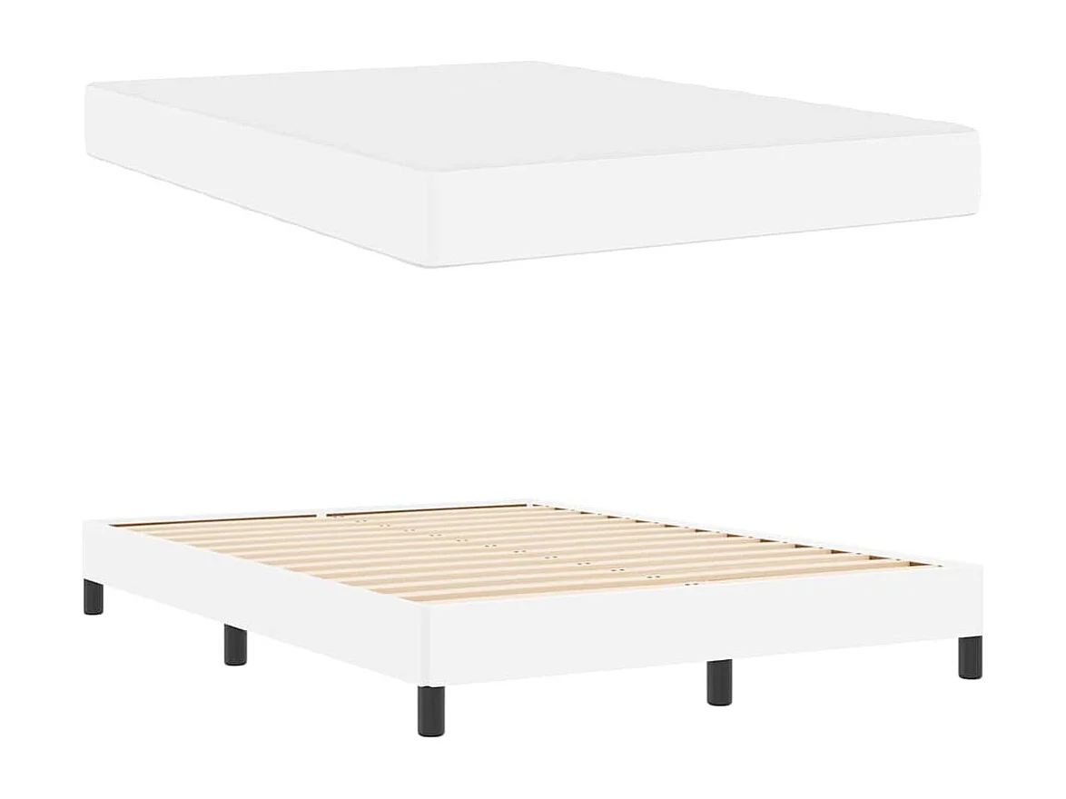 Cadre de lit avec matelas Blanc pur 160 x 200 cm Faux cuir