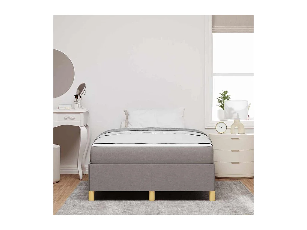 Cadre de lit avec matelas Taupe et blanc 120 x 190 cm tissu