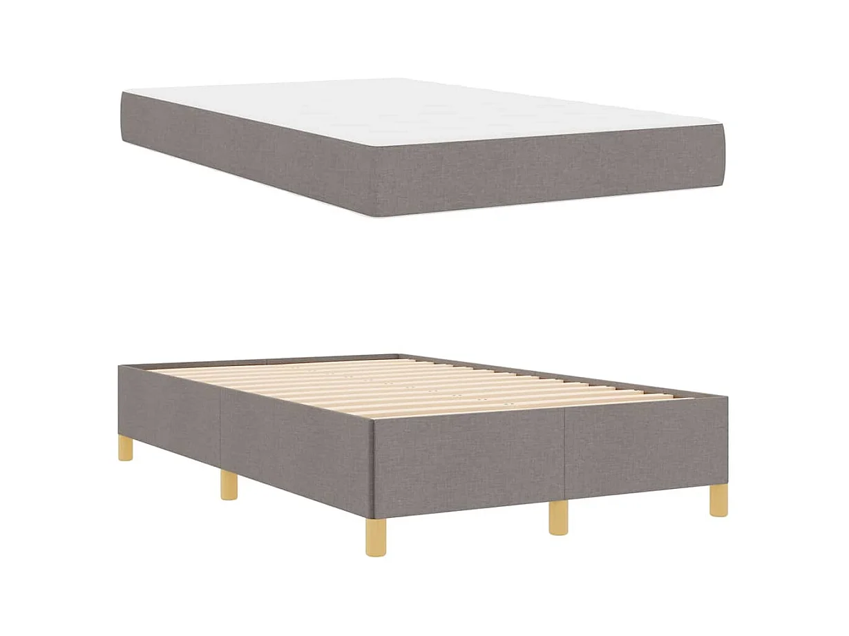 Cadre de lit avec matelas Taupe et blanc 120 x 190 cm tissu