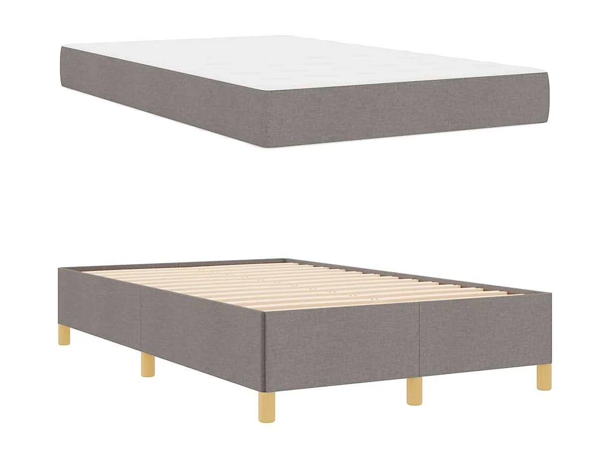 Cama tipo Box Spring Taupe y Blanco 120 x 190 cm tela