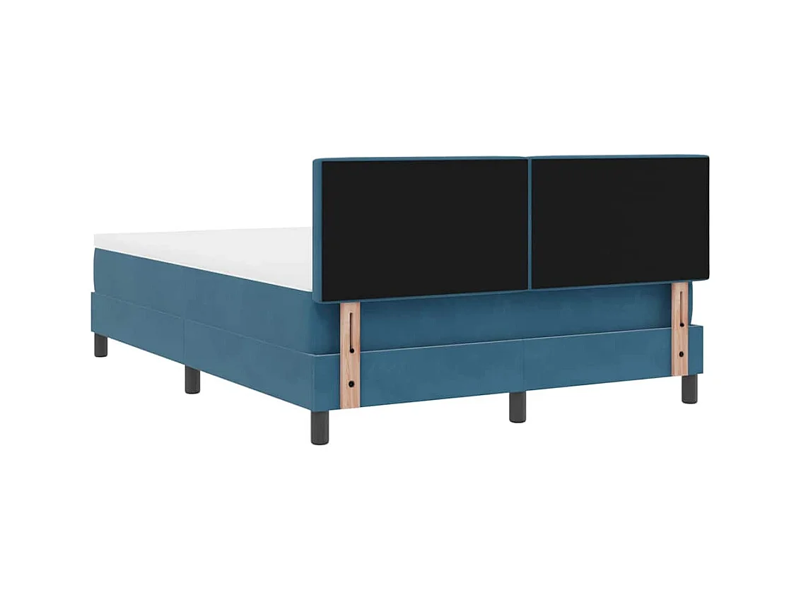 Cadre de lit avec matelas Bleu foncé 140 x 200 cm tissu