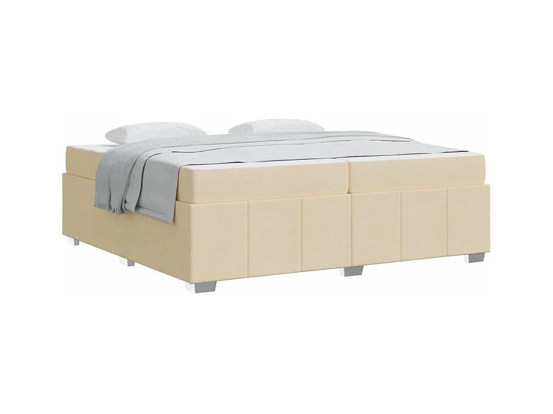 Cadre de lit avec matelas Crème 200 x 200 cm tissu