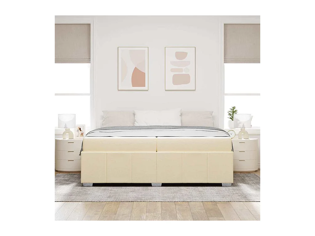 Cadre de lit avec matelas Crème 200 x 200 cm tissu
