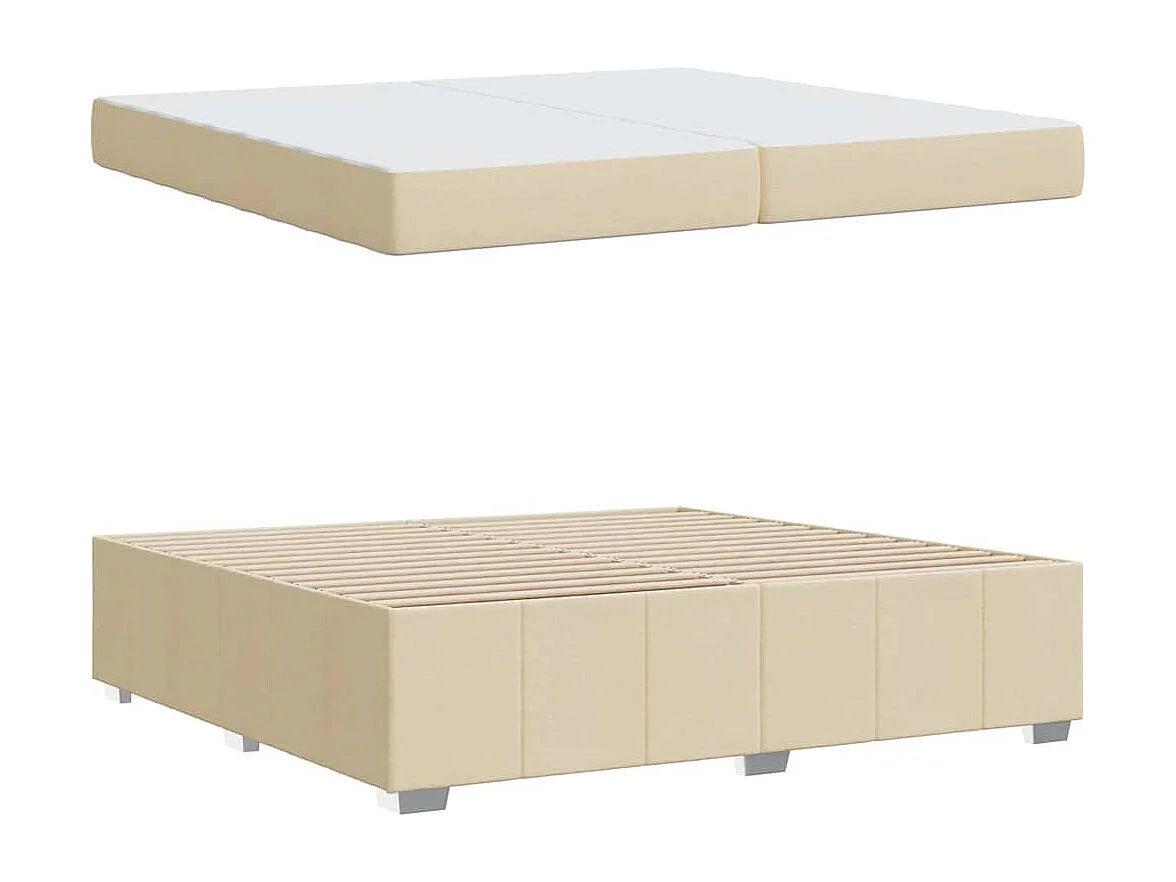 Cadre de lit avec matelas Crème 200 x 200 cm tissu