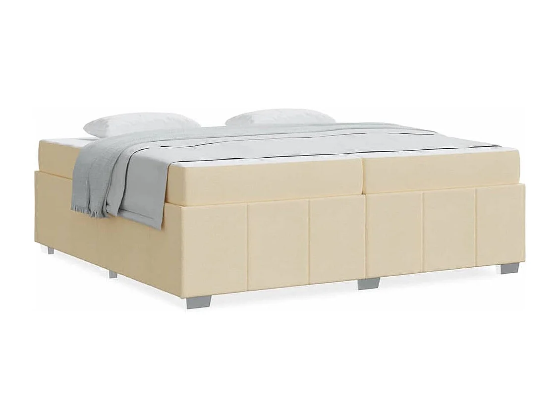 Cadre de lit avec matelas Crème 200 x 200 cm tissu