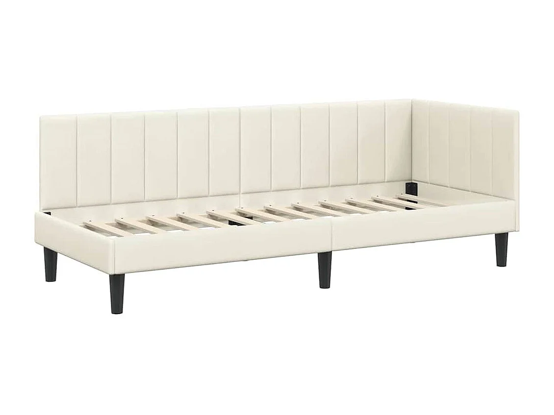 Cadre de lit d'angle avec matelas Crème 80 x 200 cm Velours