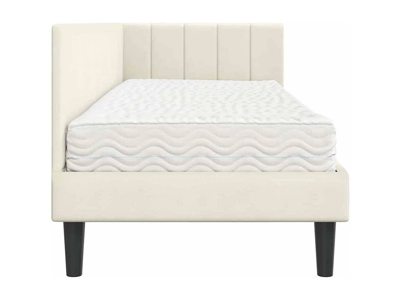 Cadre de lit d'angle avec matelas Crème 80 x 200 cm Velours