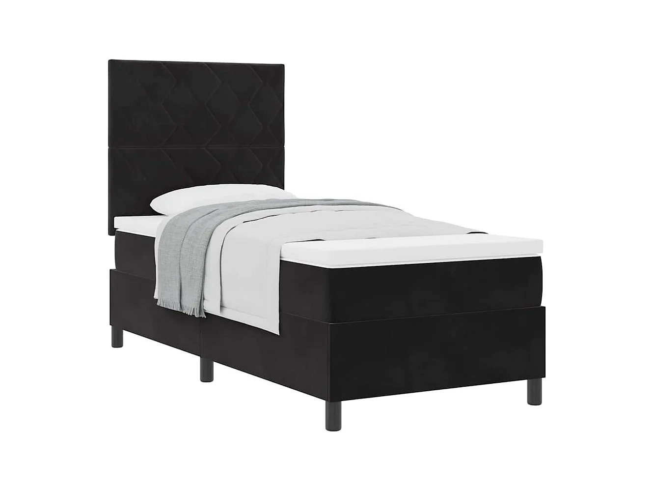 Cadre de lit avec matelas Noir 100 x 200 cm Velours