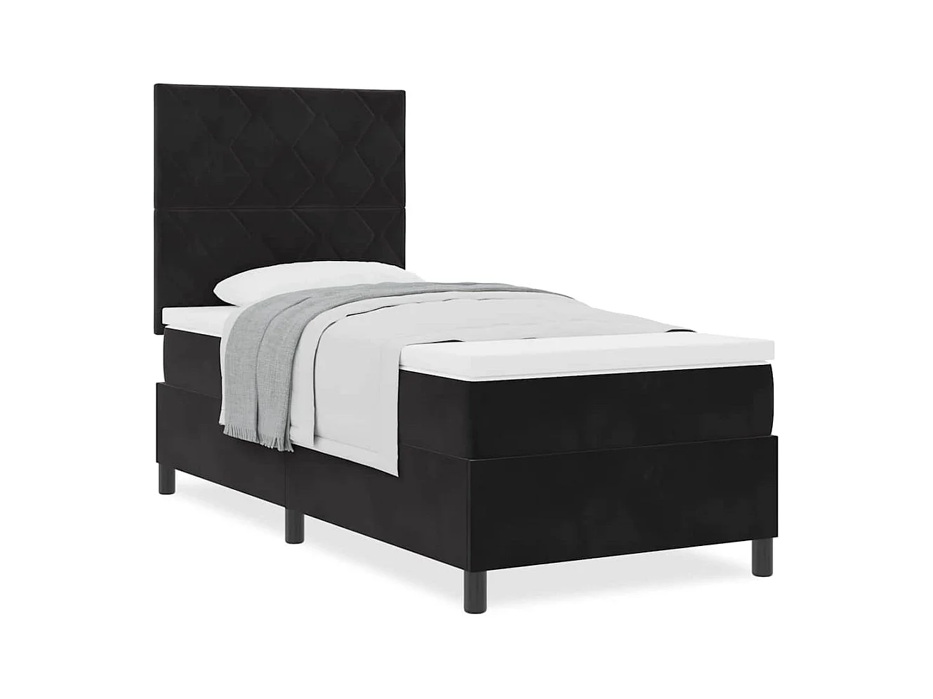 Cadre de lit avec matelas Noir 100 x 200 cm Velours