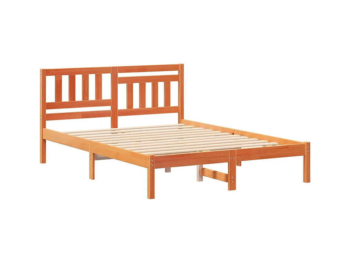 Estrutura da Cama com cabeceira Castanho-mel 135 x 190 cm