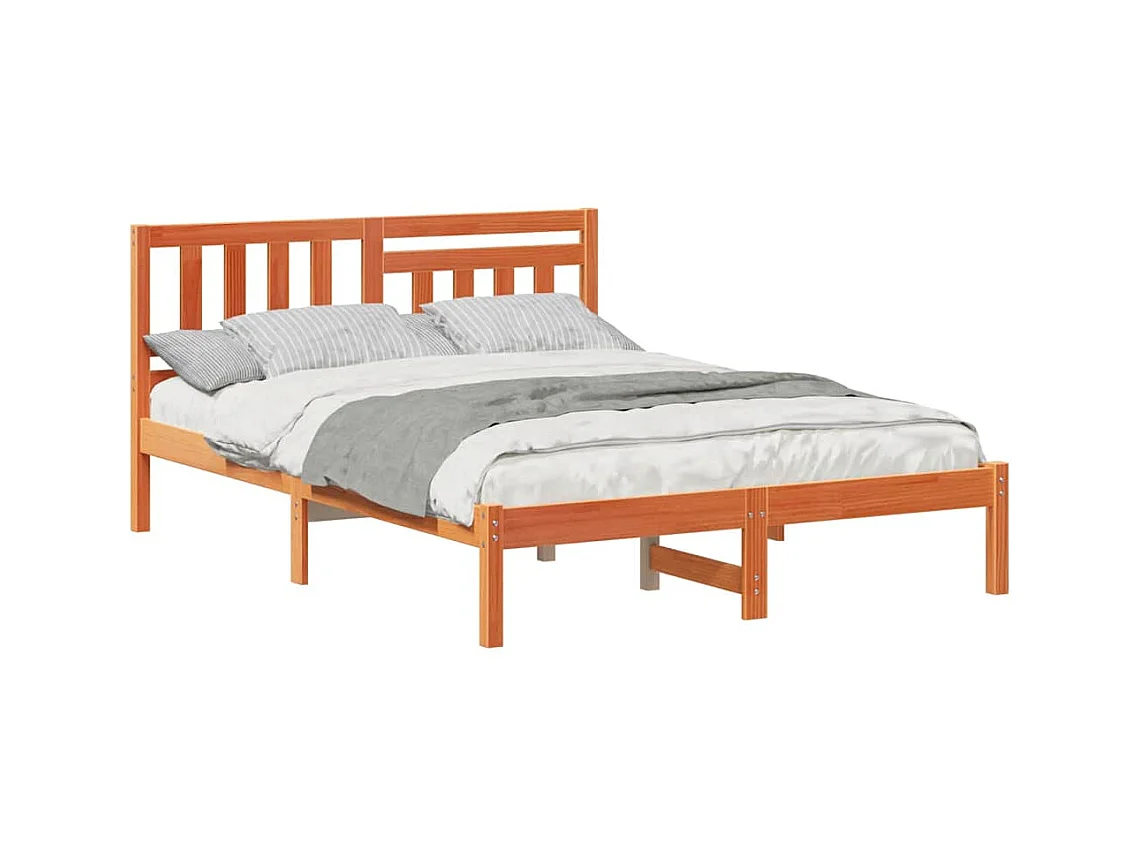 Estrutura da Cama com cabeceira Castanho-mel 135 x 190 cm