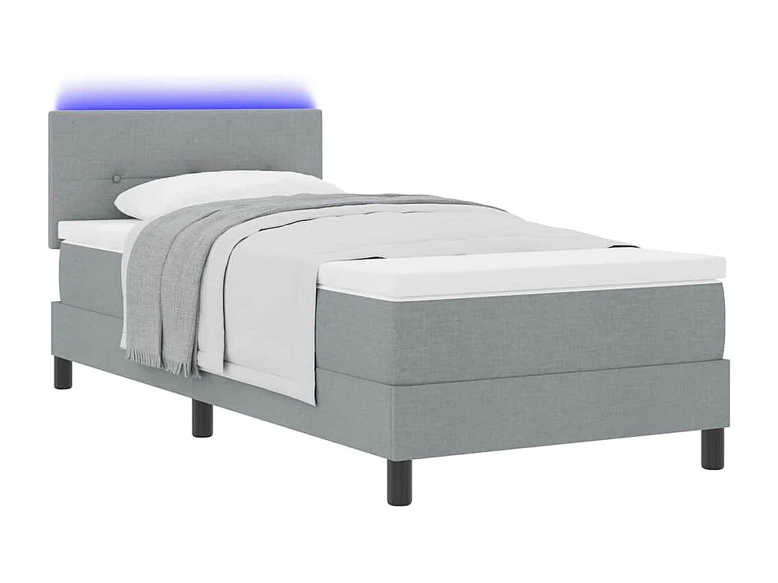 Cadre de lit avec matelas Gris clair 100 x 200 cm tissu