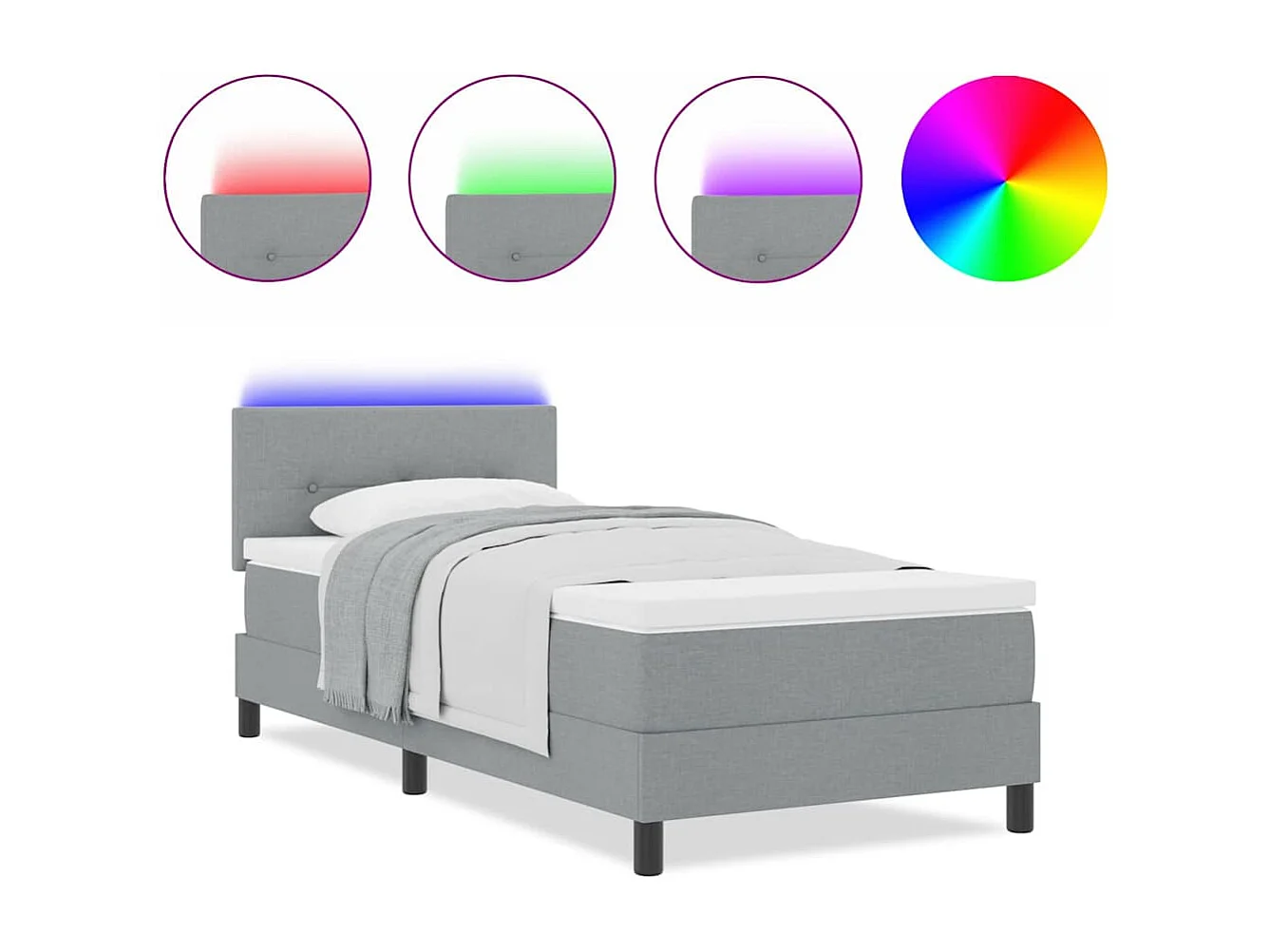 Cadre de lit avec matelas Gris clair 100 x 200 cm tissu