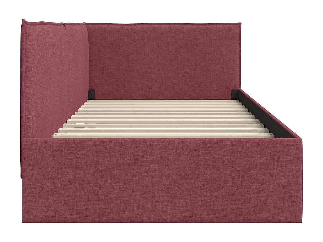 Cadre de lit d'angle Rouge bordeaux 90 x 200 cm tissu