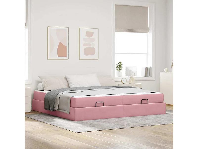 Estructura de cama Rosa 200 x 200 cm Terciopelo
