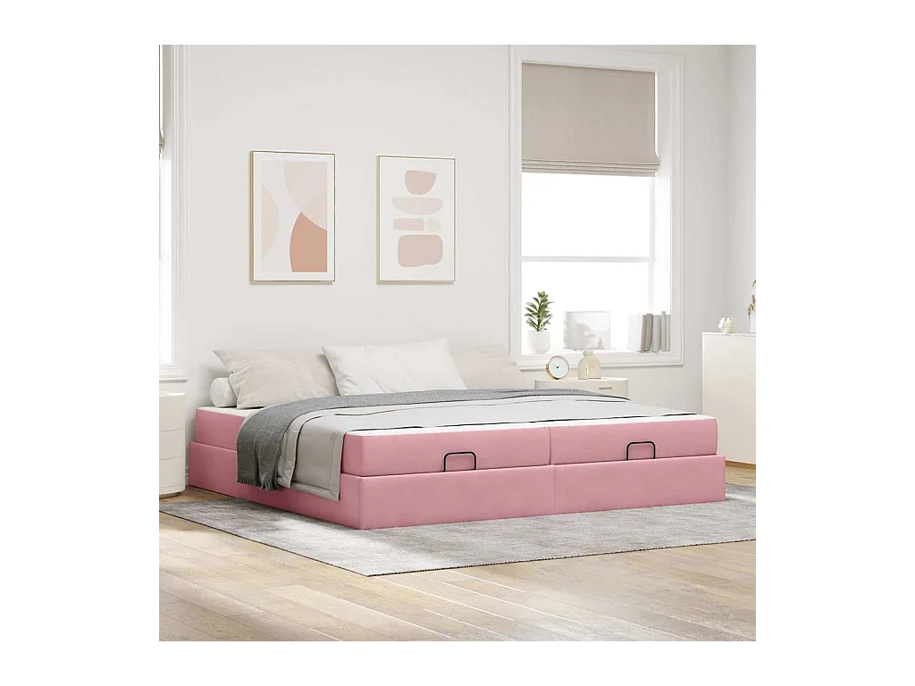 Estructura de cama Rosa 200 x 200 cm Terciopelo