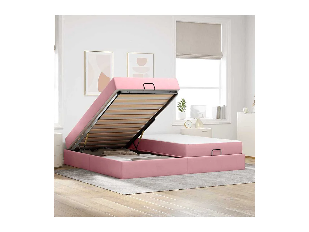 Estructura de cama Rosa 200 x 200 cm Terciopelo