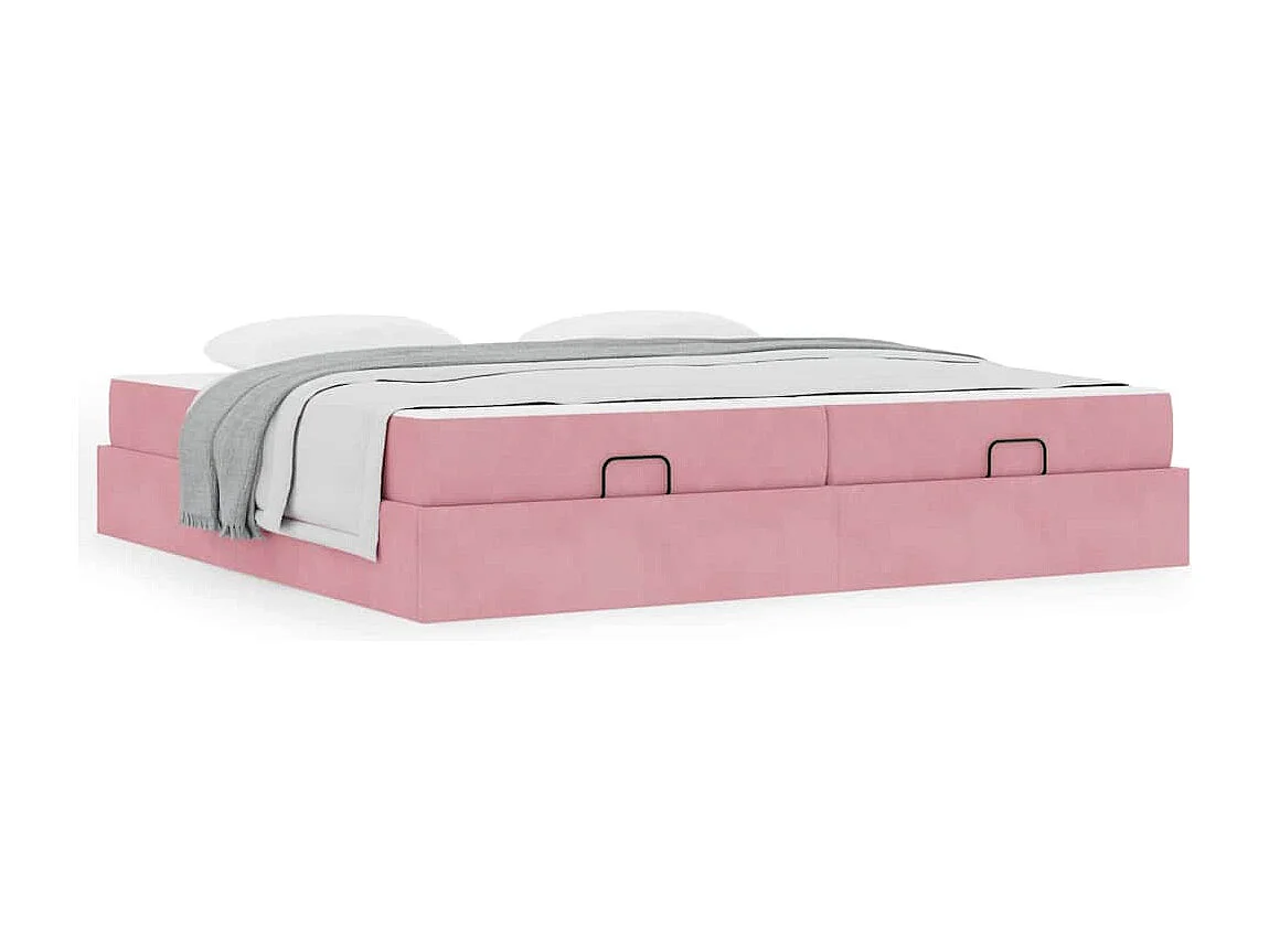 Estructura de cama Rosa 200 x 200 cm Terciopelo
