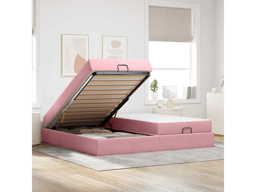 Estructura de cama Rosa 200 x 200 cm Terciopelo