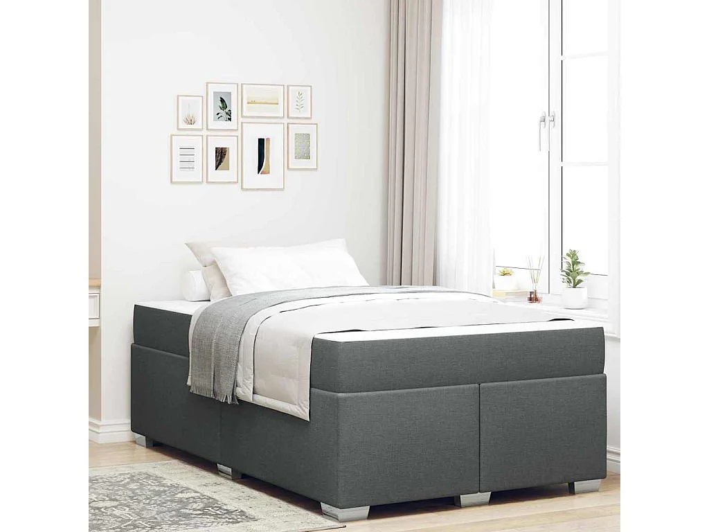 Cadre de lit Gris foncé 120 x 190 cm tissu