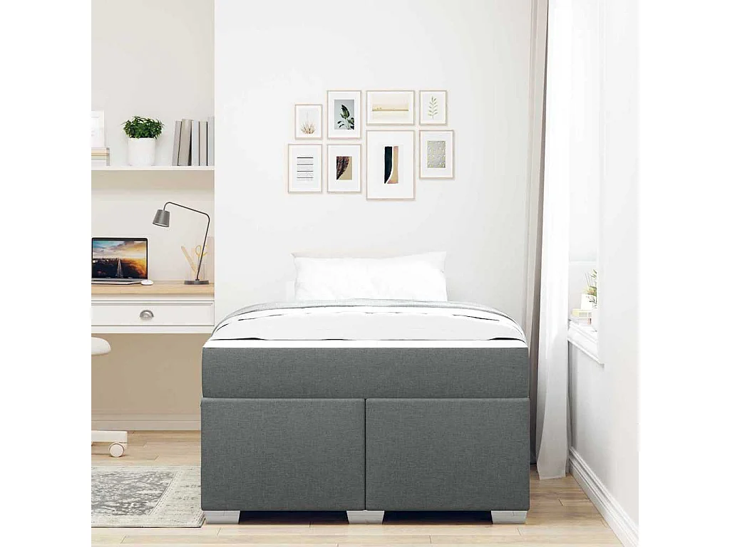 Cadre de lit Gris foncé 120 x 190 cm tissu