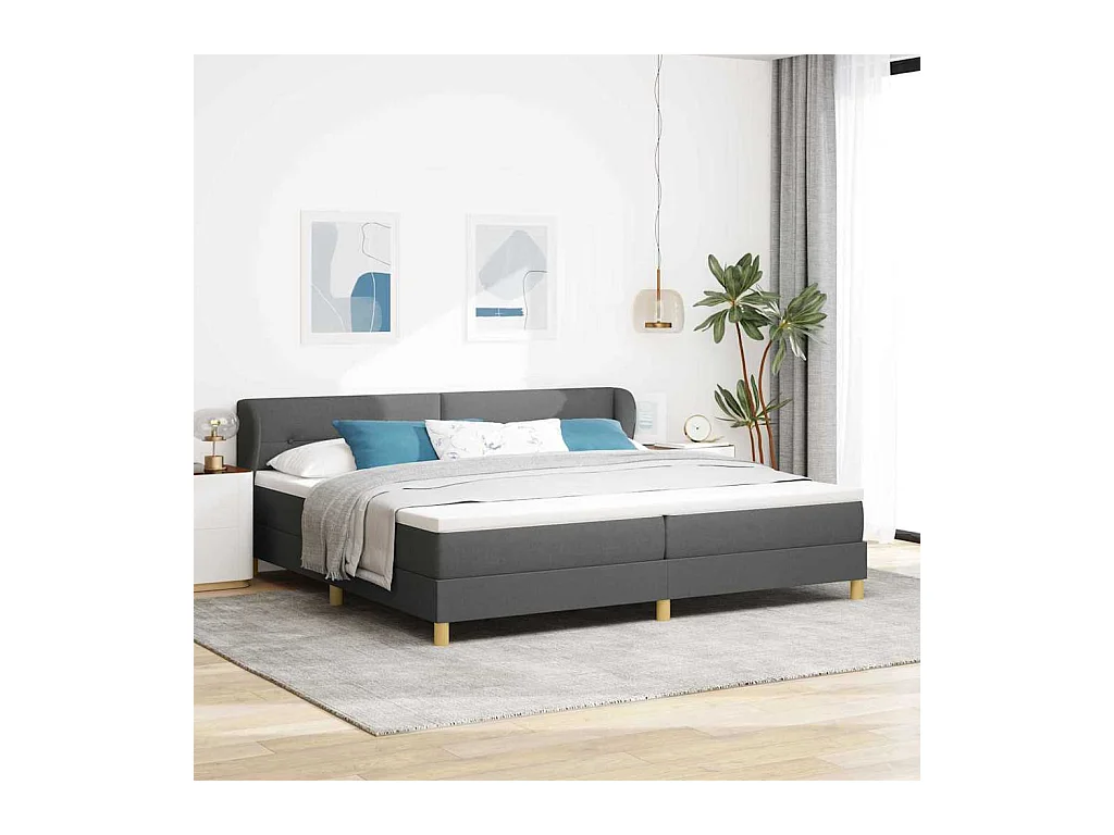 Cadre de lit avec Matelas Crème 90x200 cm Tissu Gris foncé