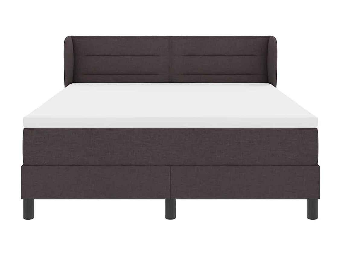 Cadre de lit avec matelas Marron foncé 140 x 190 cm tissu