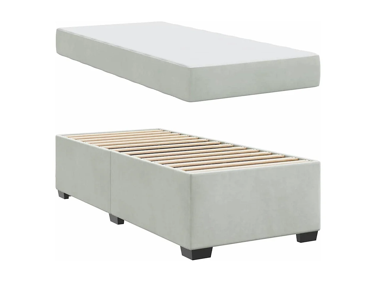 Cadre de lit avec matelas Gris clair 80 x 200 cm Velours
