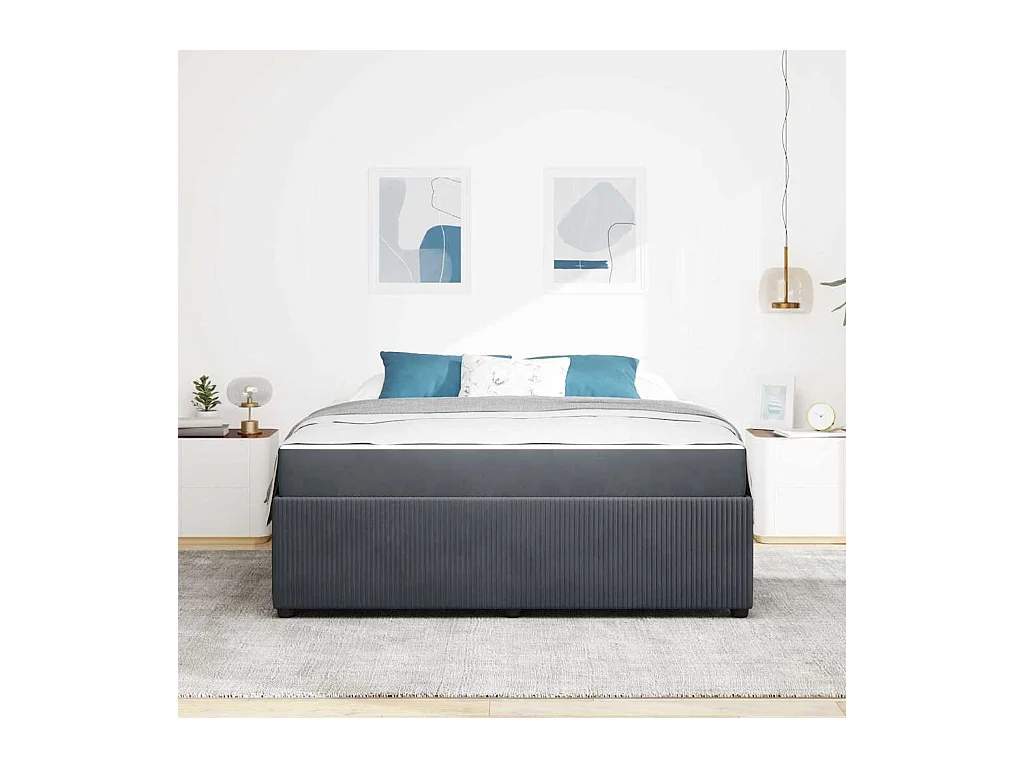 Estrutura de cama com colchão Cinzento escuro 180 x 200 cm