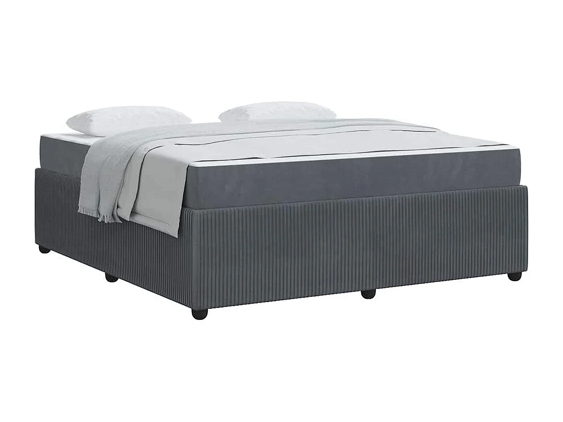 Cadre de lit avec matelas Gris foncé 180 x 200 cm Velours