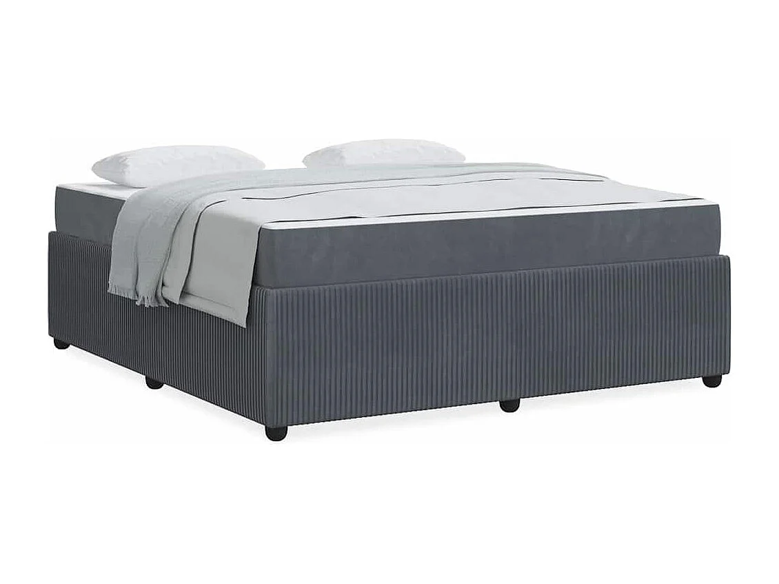 Cadre de lit avec matelas Gris foncé 180 x 200 cm Velours