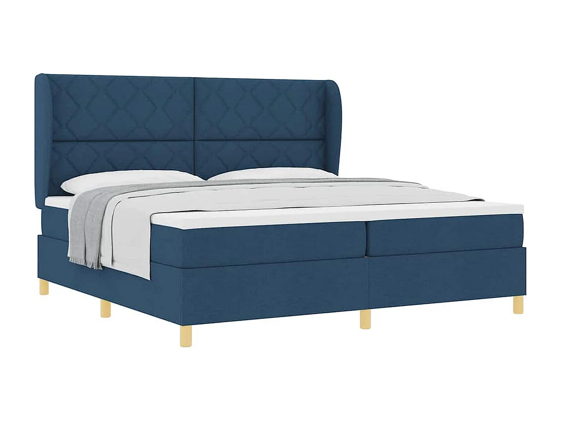 Cama con Somier y Colchón Gris Oscuro 90x190 cm de Tela Azul
