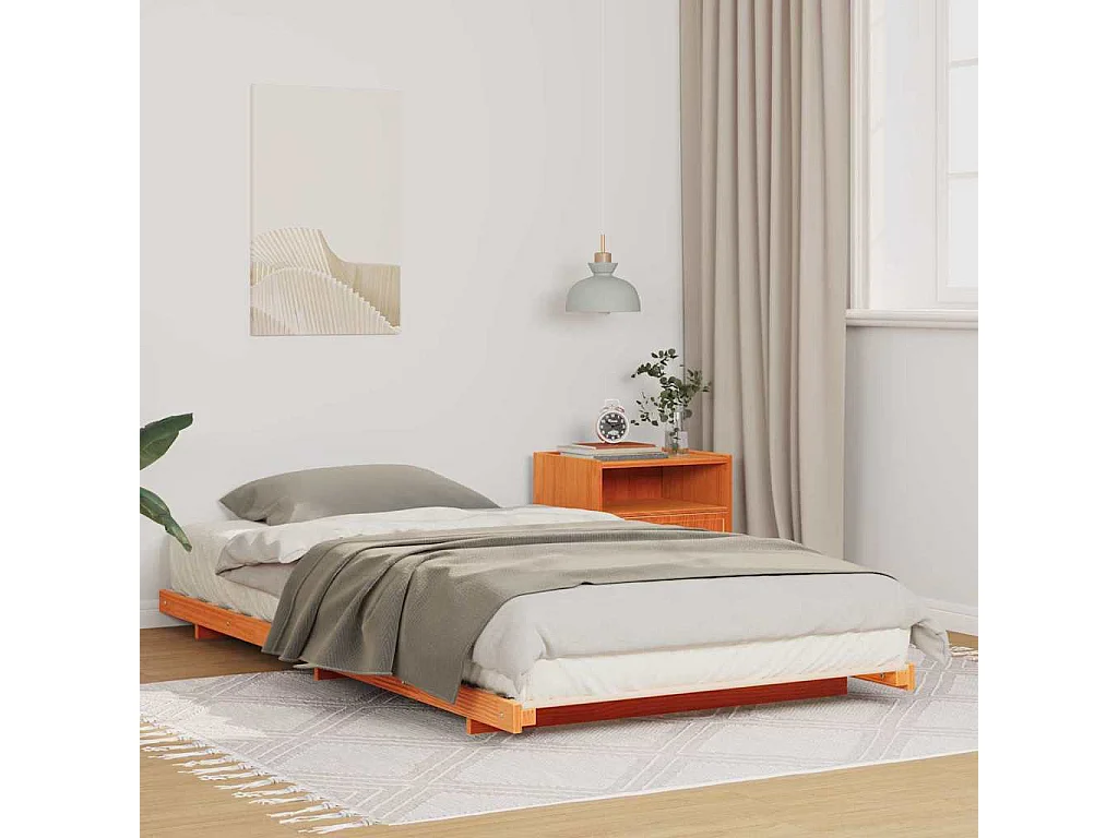 Estrutura de cama de chão Castanho-mel 80 x 210 cm