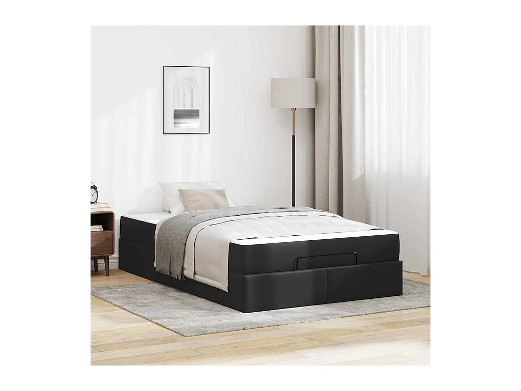 Cadre de lit avec matelas Noir 120 x 190 cm Faux cuir